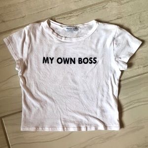 My Own Boss White Crop Top - M